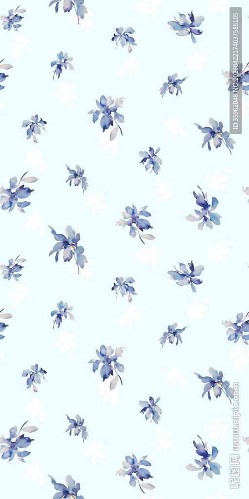 蓝白花朵重复图案