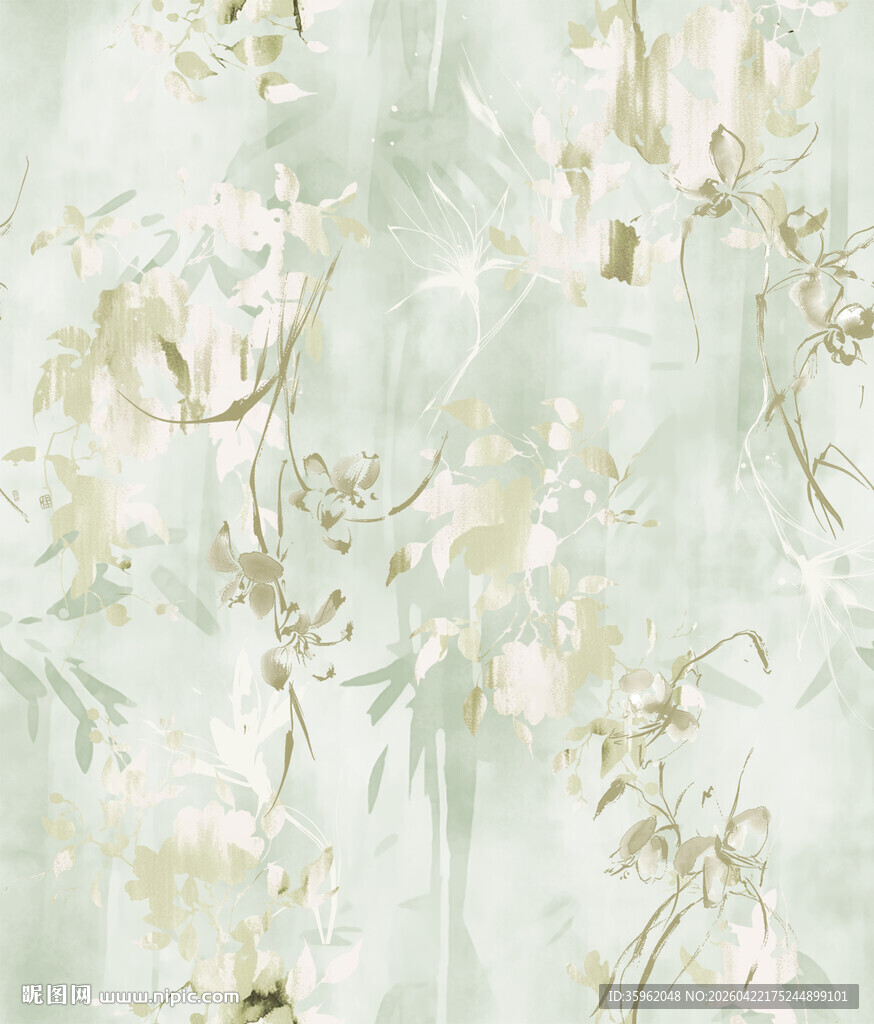 淡绿色花卉纹理背景图
