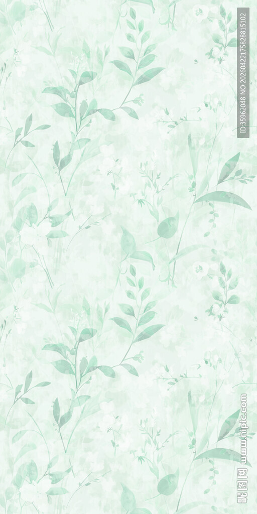 淡绿色植物花纹背景图