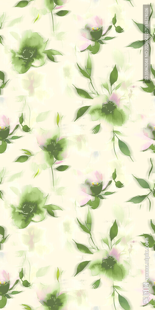 清新花卉图案水彩背景图