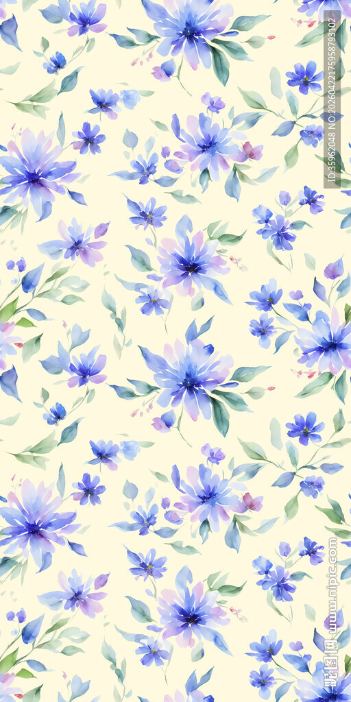 淡蓝色小花无缝背景图案