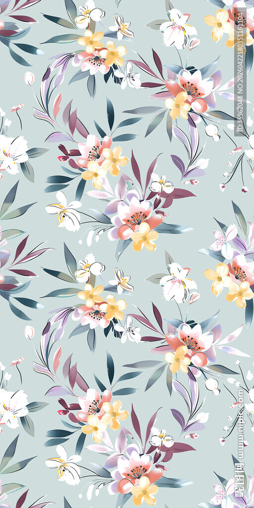 清新花卉图案布料纹理