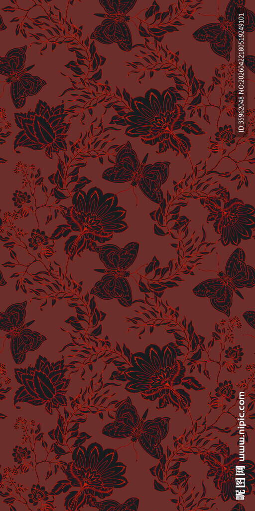 深红花卉图案纹理背景