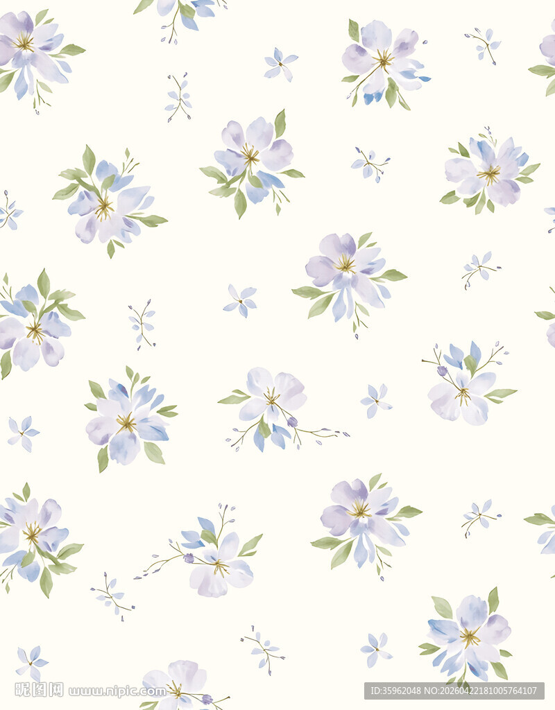 清新淡雅花卉无缝图案