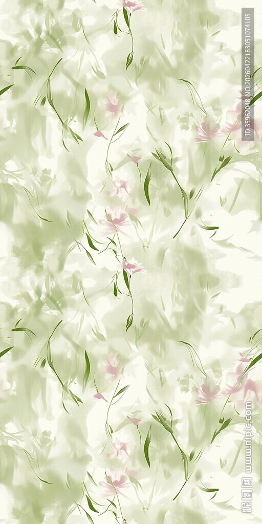 淡绿花卉纹理背景图案