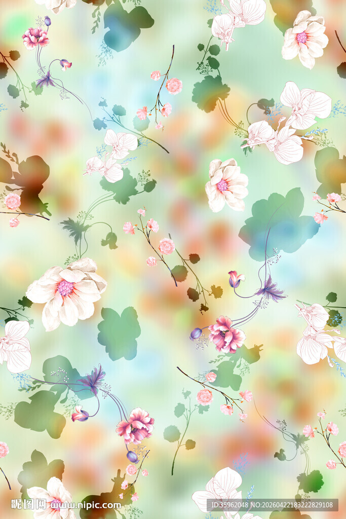 清新花卉水彩背景图案