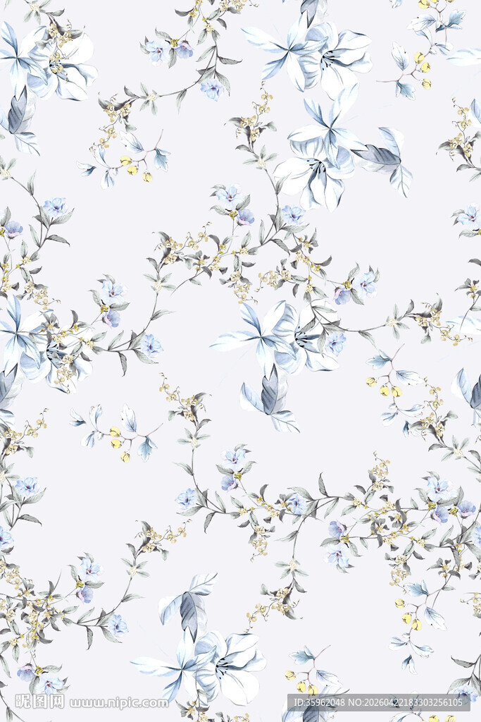 蓝白花卉图案纹理背景