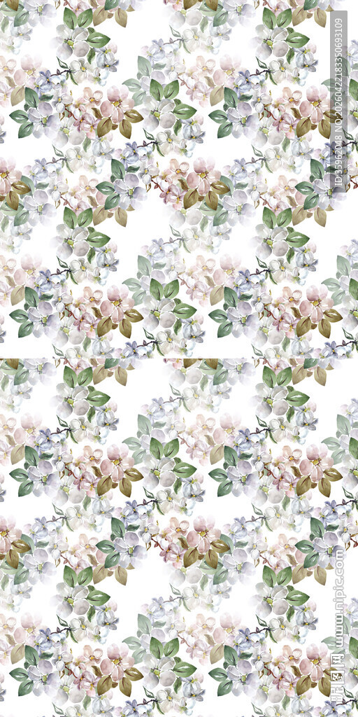 清新花卉无缝图案背景