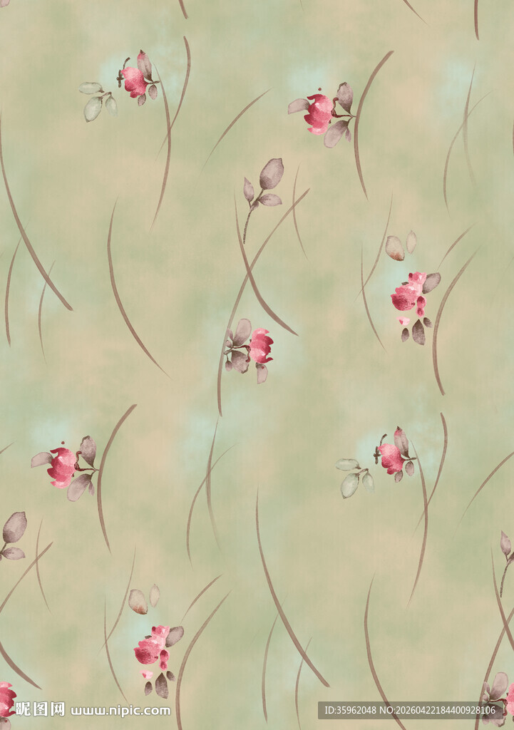 淡绿底花卉图案纹理背景