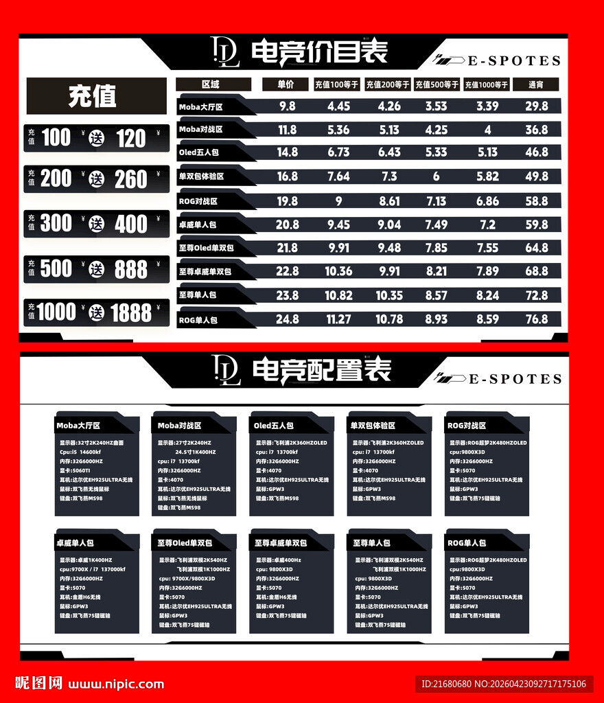 网吧配置价目表