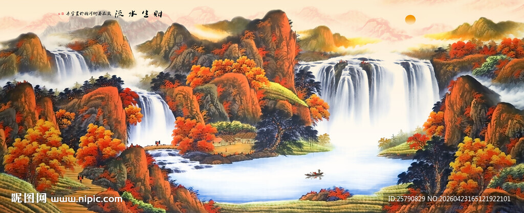 聚宝盆风水画鸿运当头