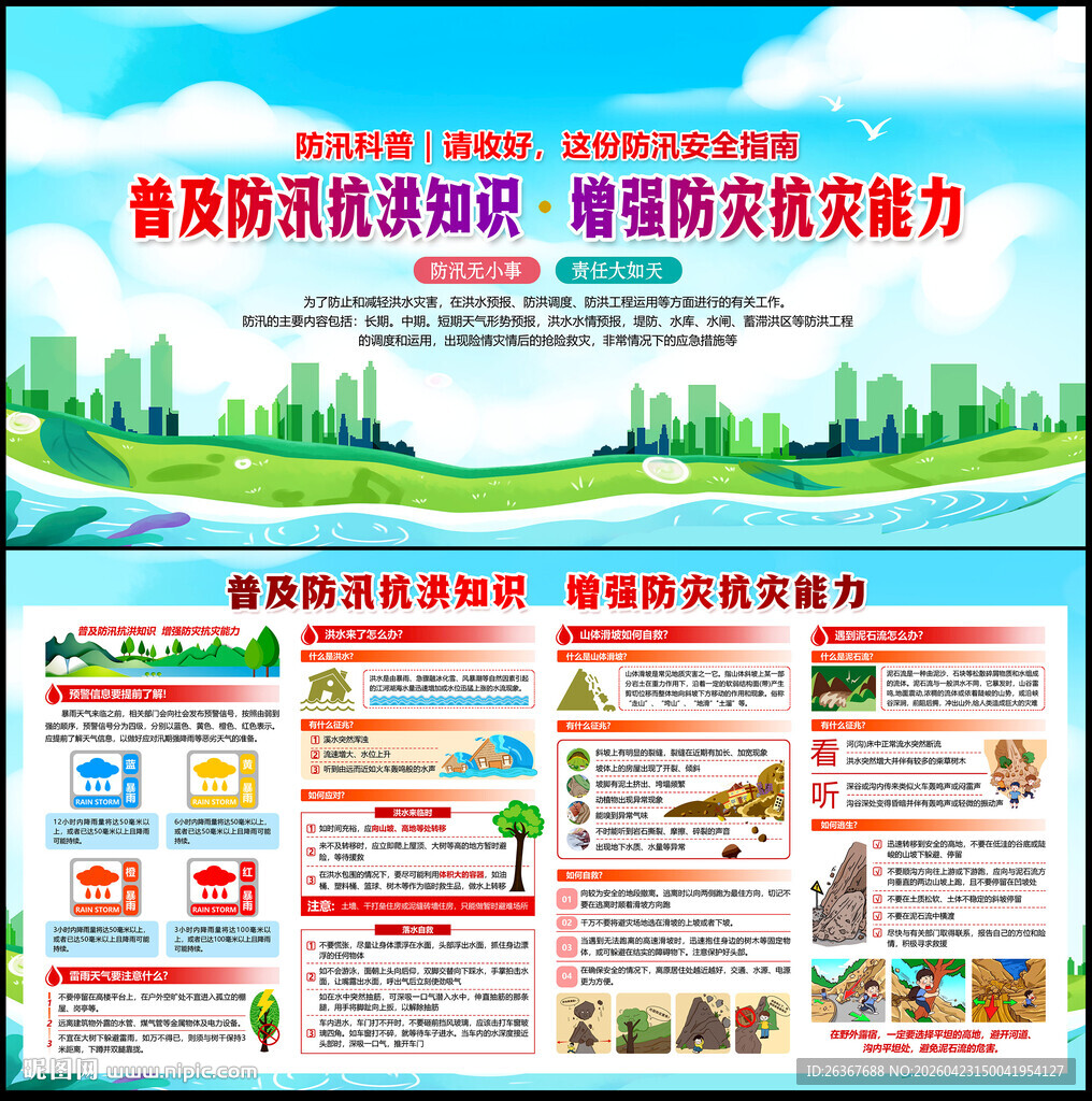 防洪防汛海报展板科普宣传