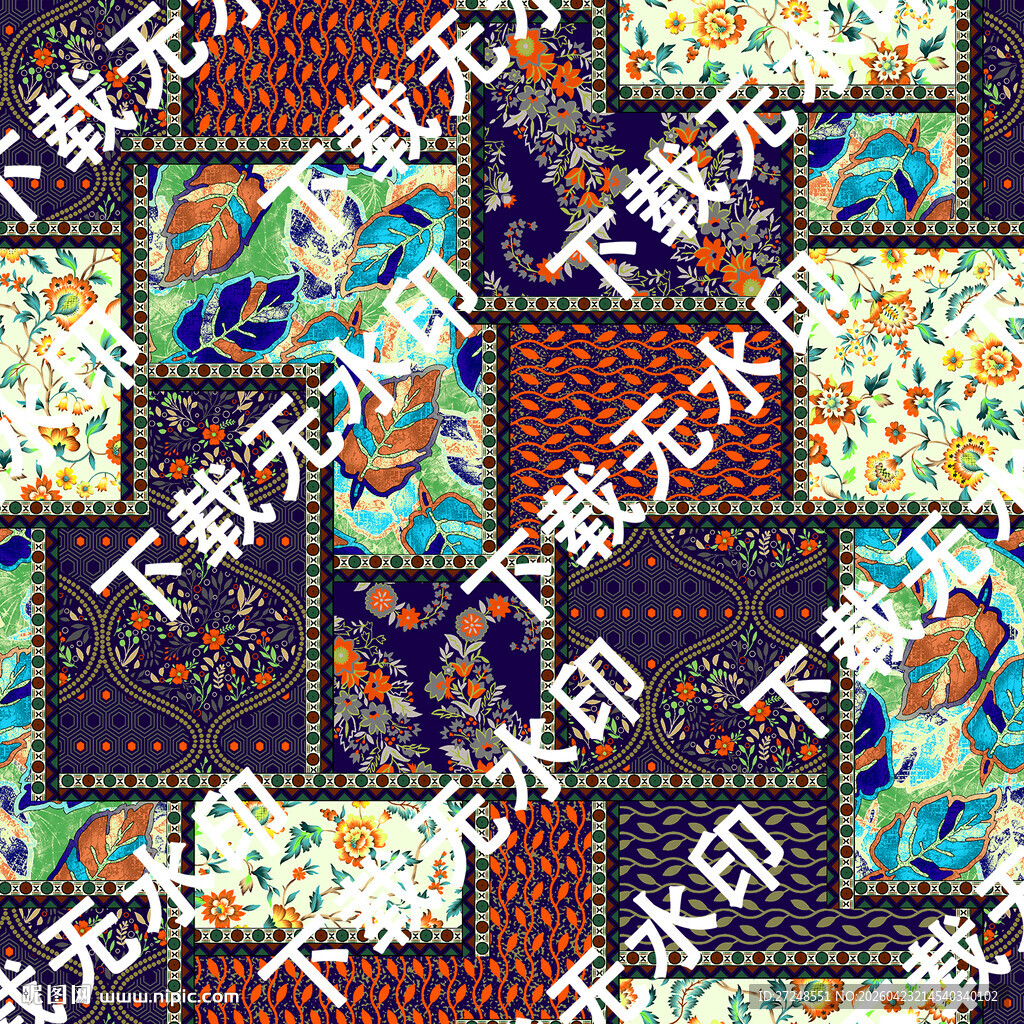 大牌拼接花  腰果花  方巾