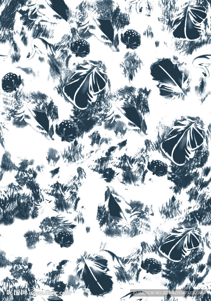 蓝白花卉图案纹理