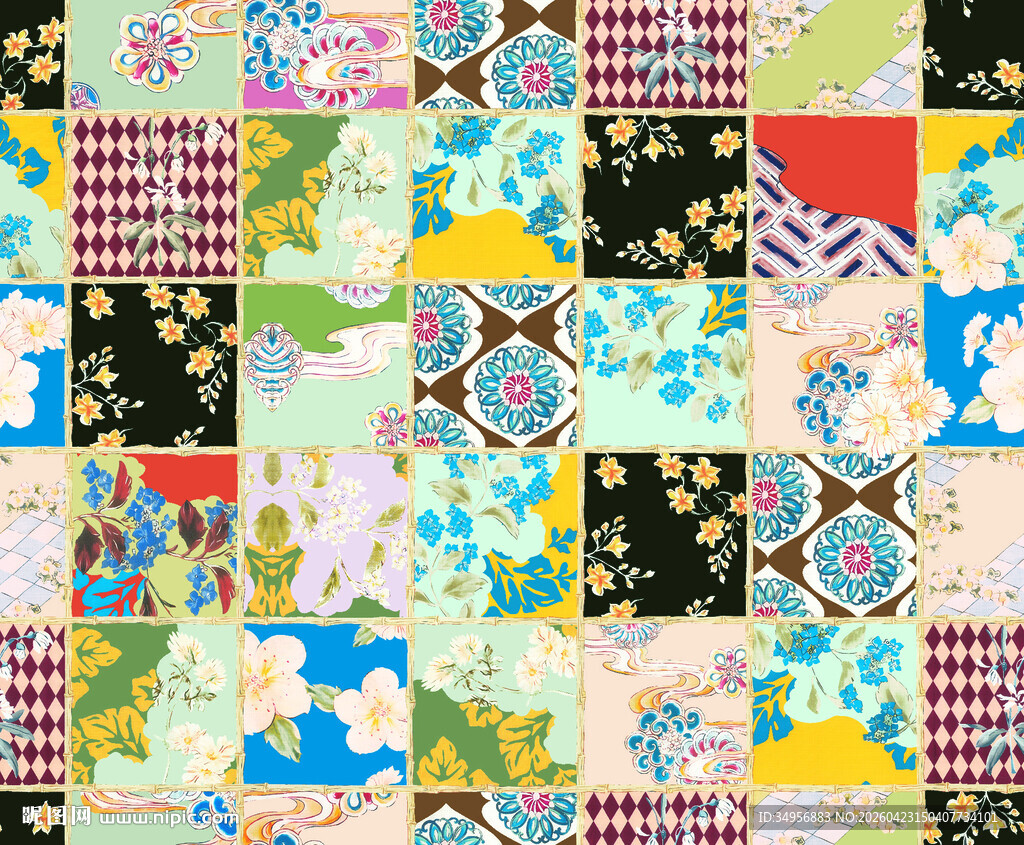 多彩拼布图案展示