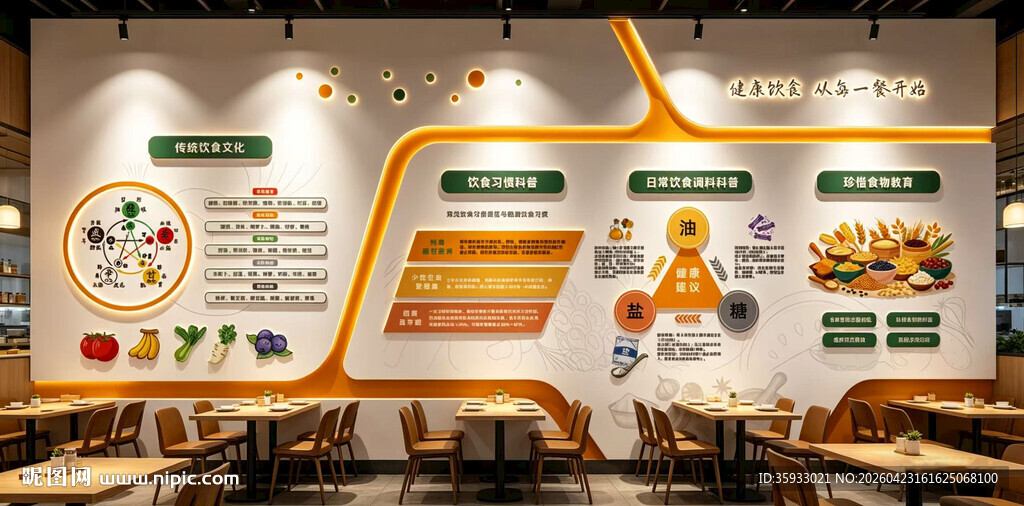 校园饮食健康文化墙