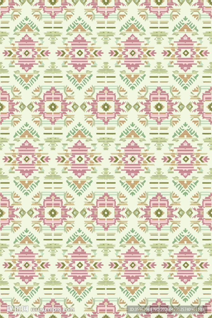 复古花卉几何图案背景