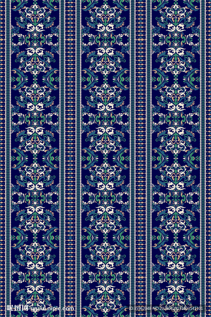 蓝底花纹图案纹理设计