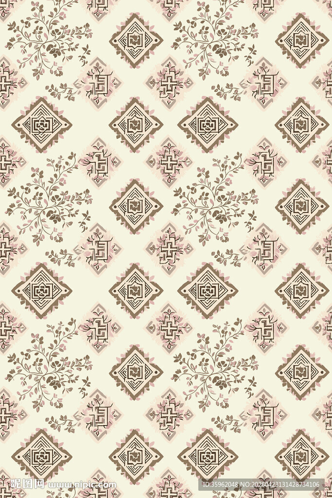 复古花卉几何图案纹理