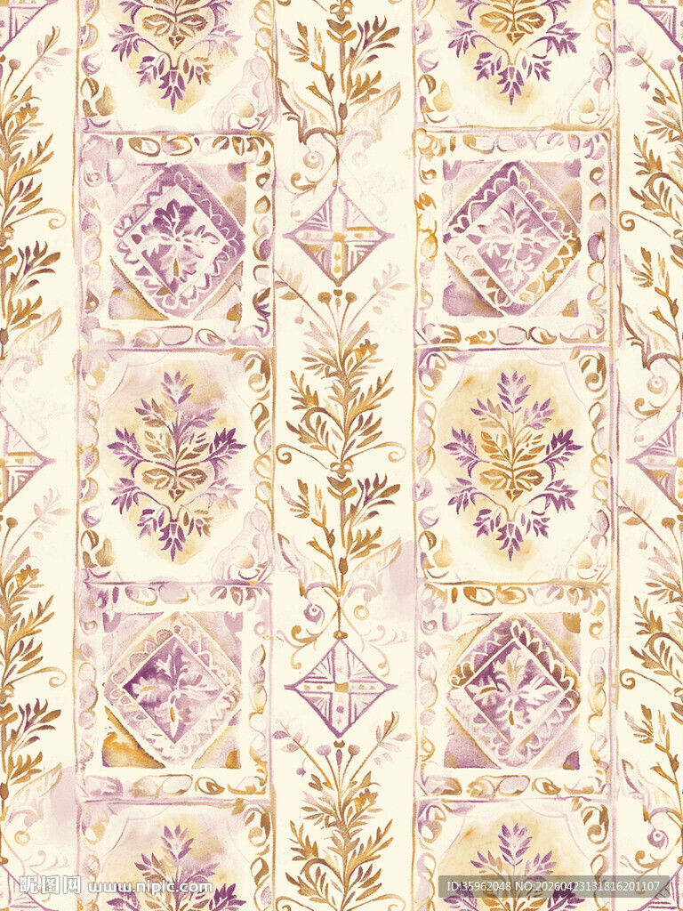 复古花卉图案纹理背景