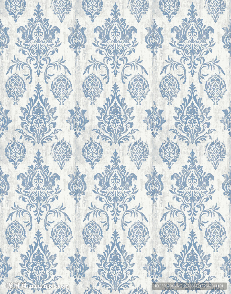 蓝白花纹古典壁纸图案