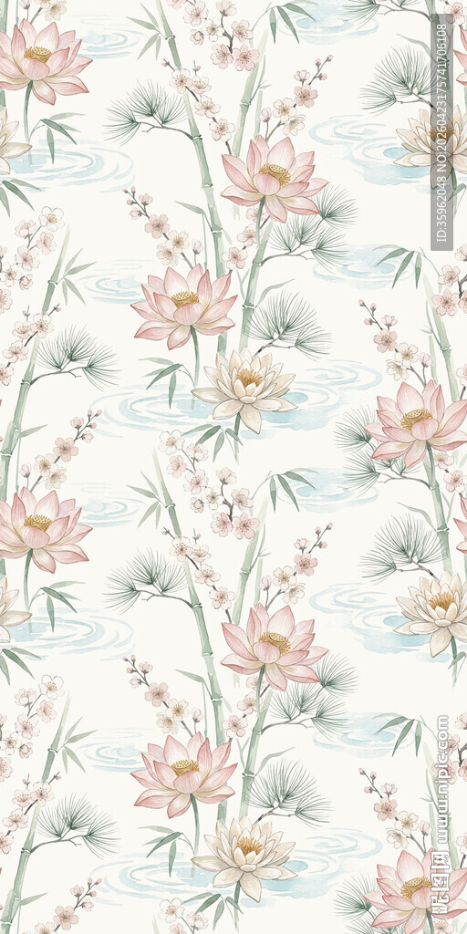 花卉水彩风无缝图案背景