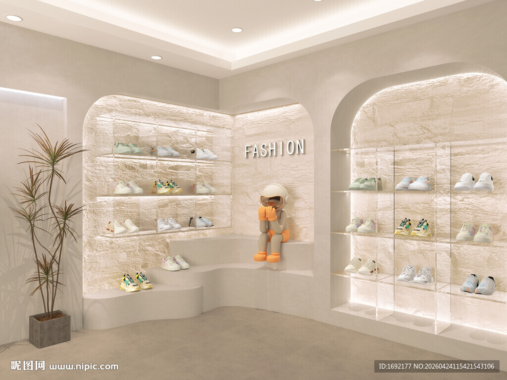 时尚鞋类3D立体直播间背景图