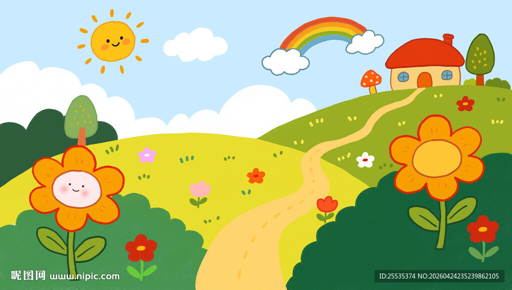 开满小花的山坡