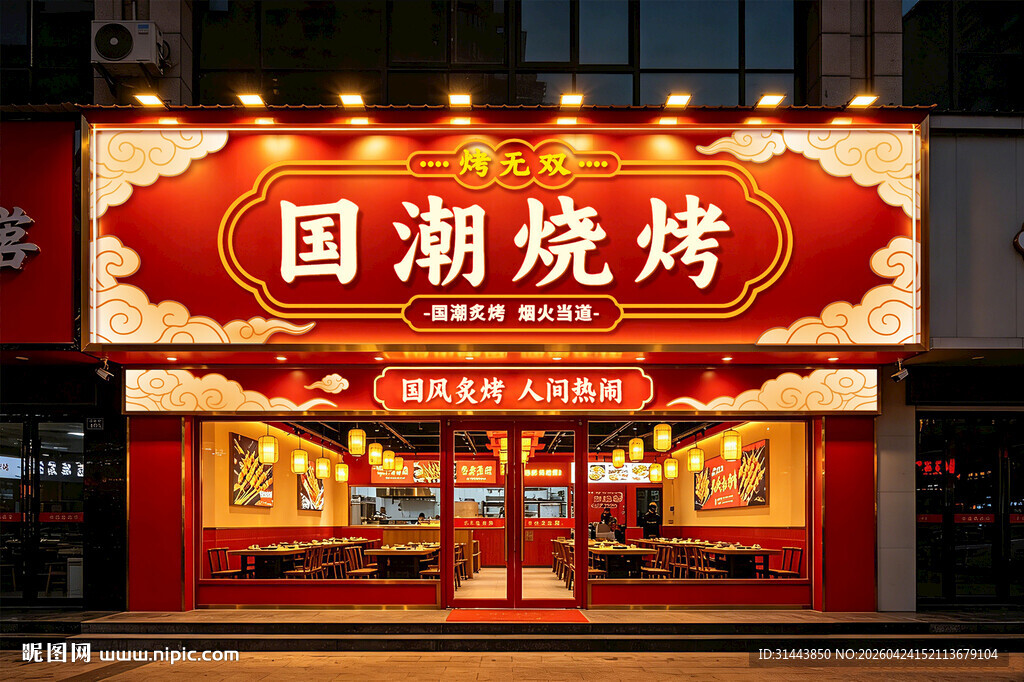 国潮风烧烤店门头设计