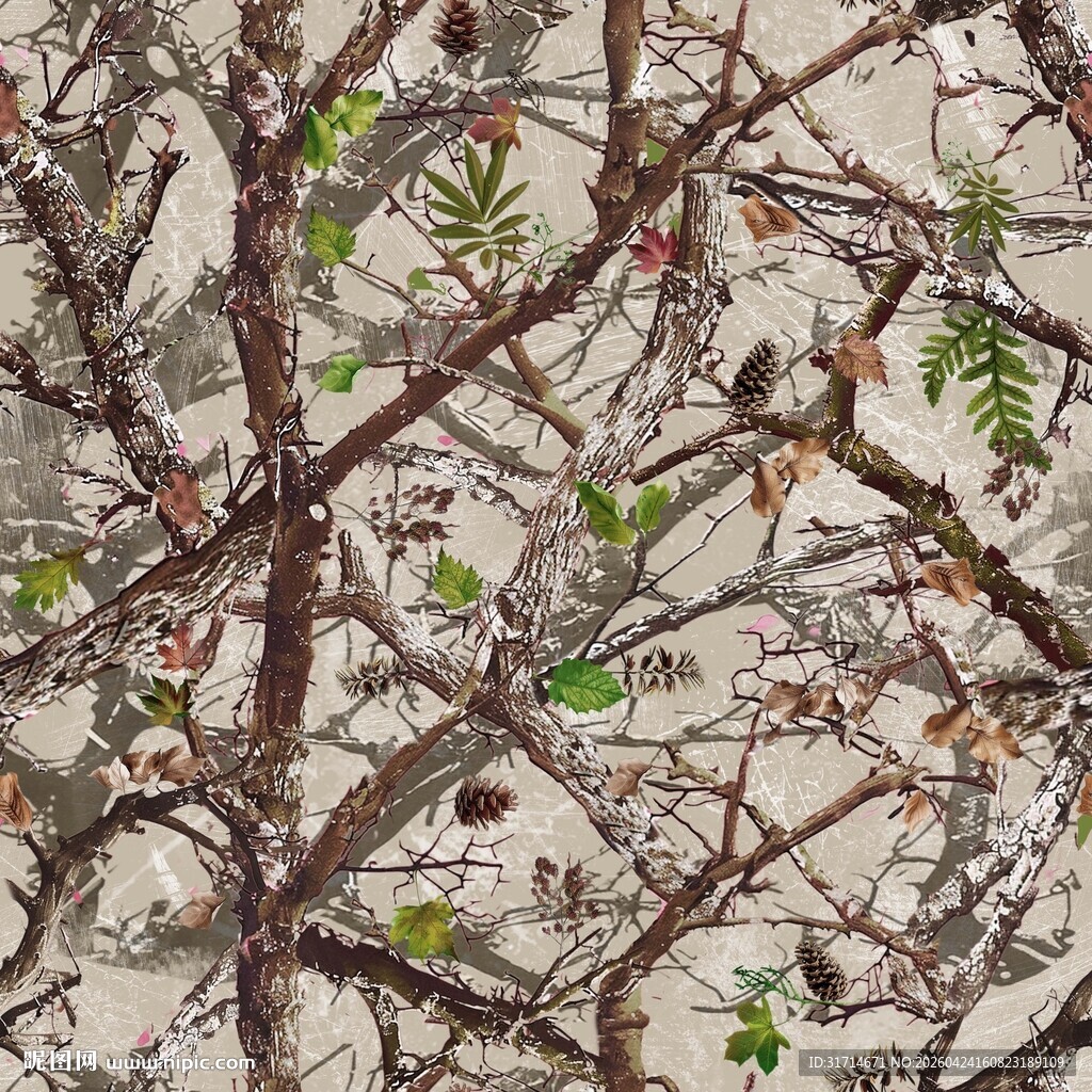 迷彩 树枝 绿叶 