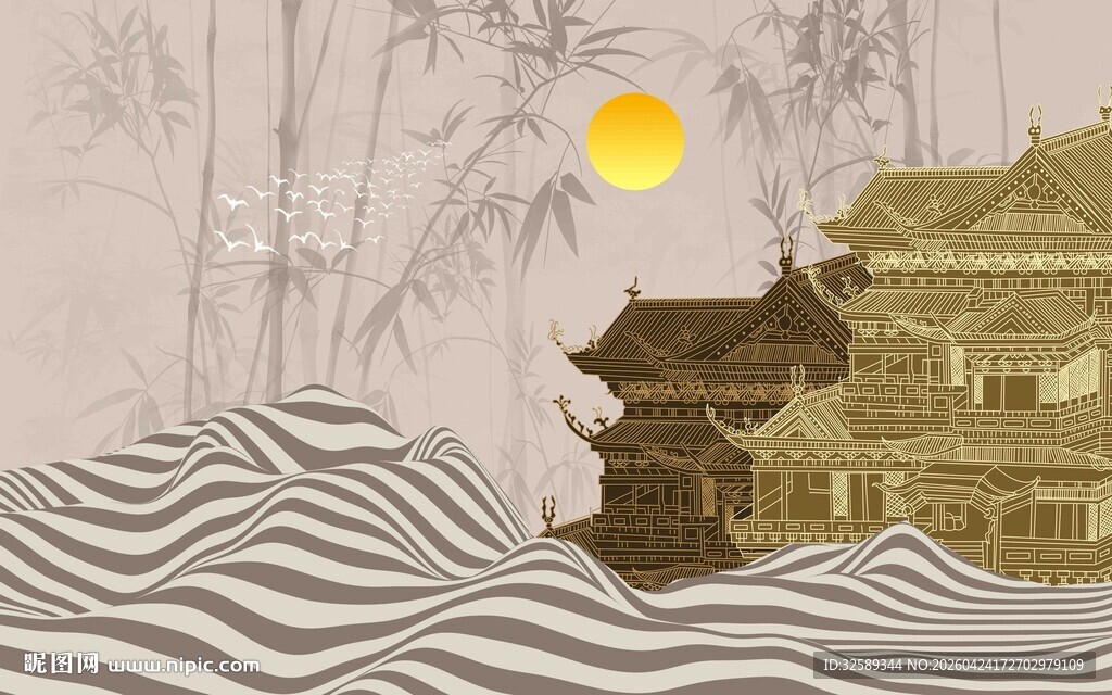 古风山水间的中式建筑