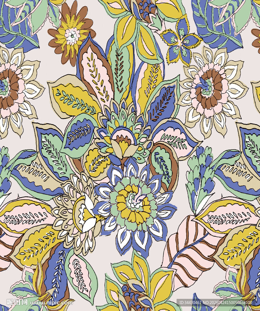 多彩花卉图案装饰纹理