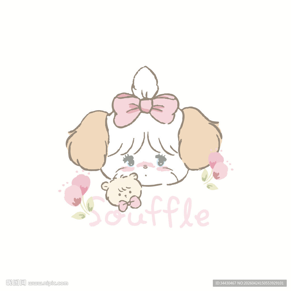 可爱蝴蝶结女孩抱小狗