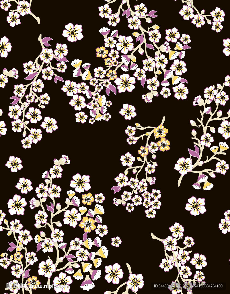 黑色底白色碎花图案