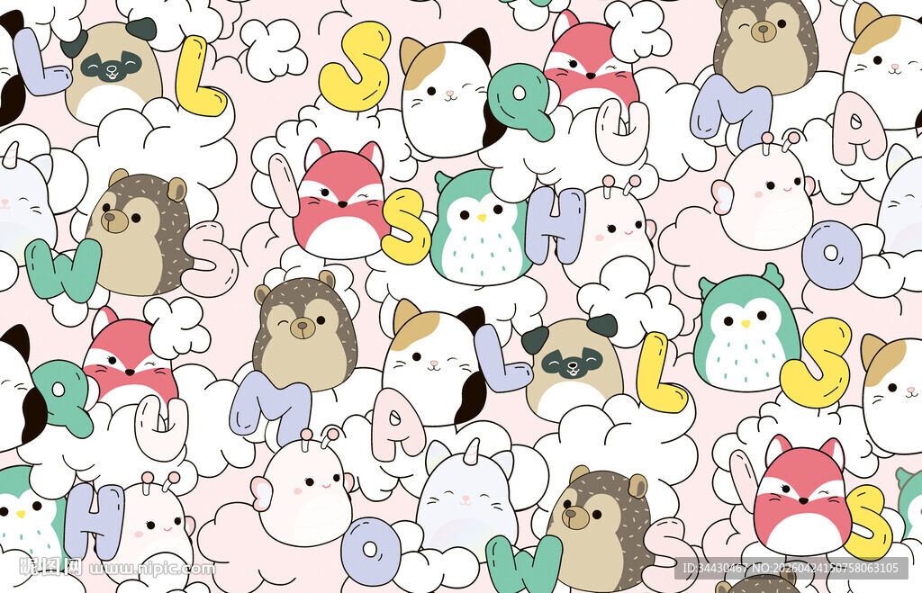 可爱动物卡通图案背景
