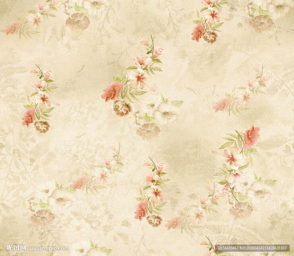 复古花卉纹理墙纸图案