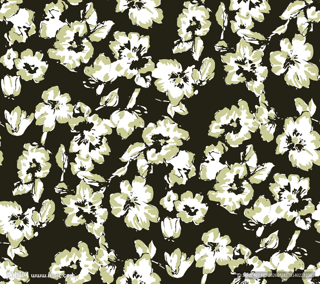 黑白花卉纹理图案