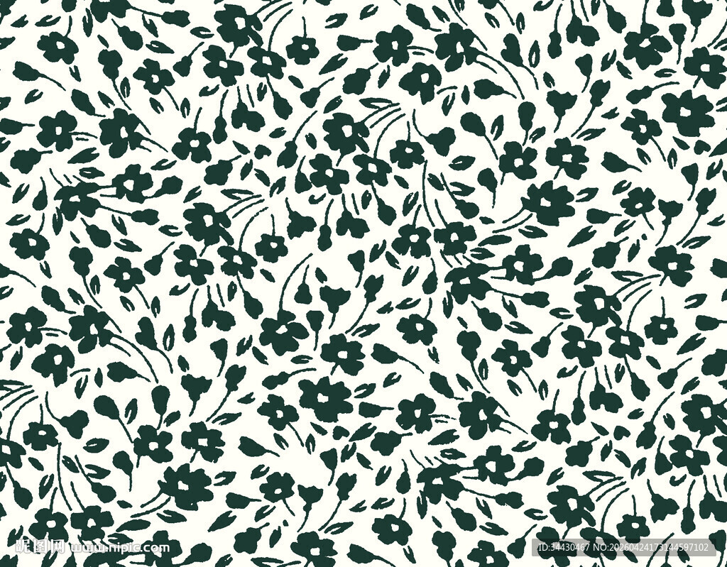 绿叶花卉图案纹理背景