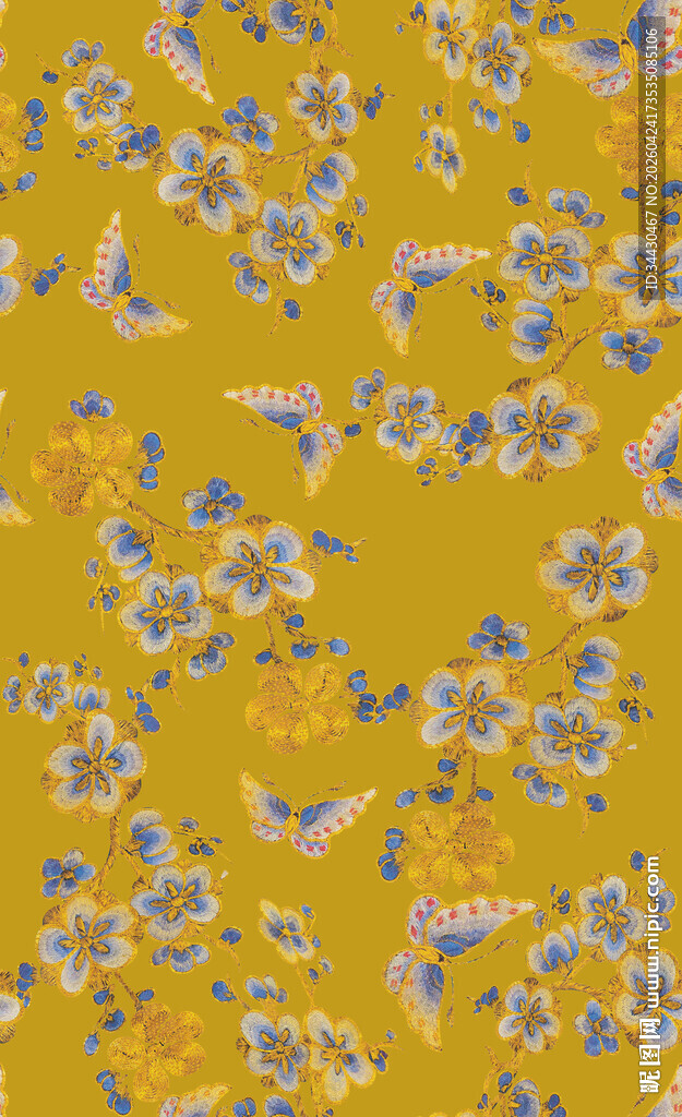 黄色花卉图案纹理背景