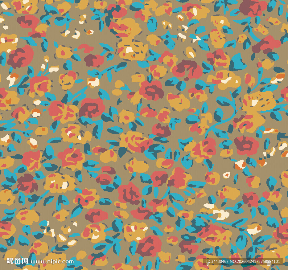 多彩花卉图案纹理背景