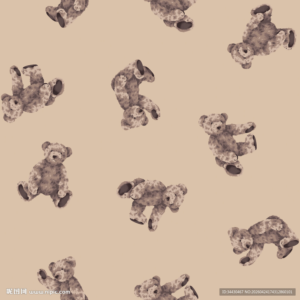 小熊图案的复古风背景图