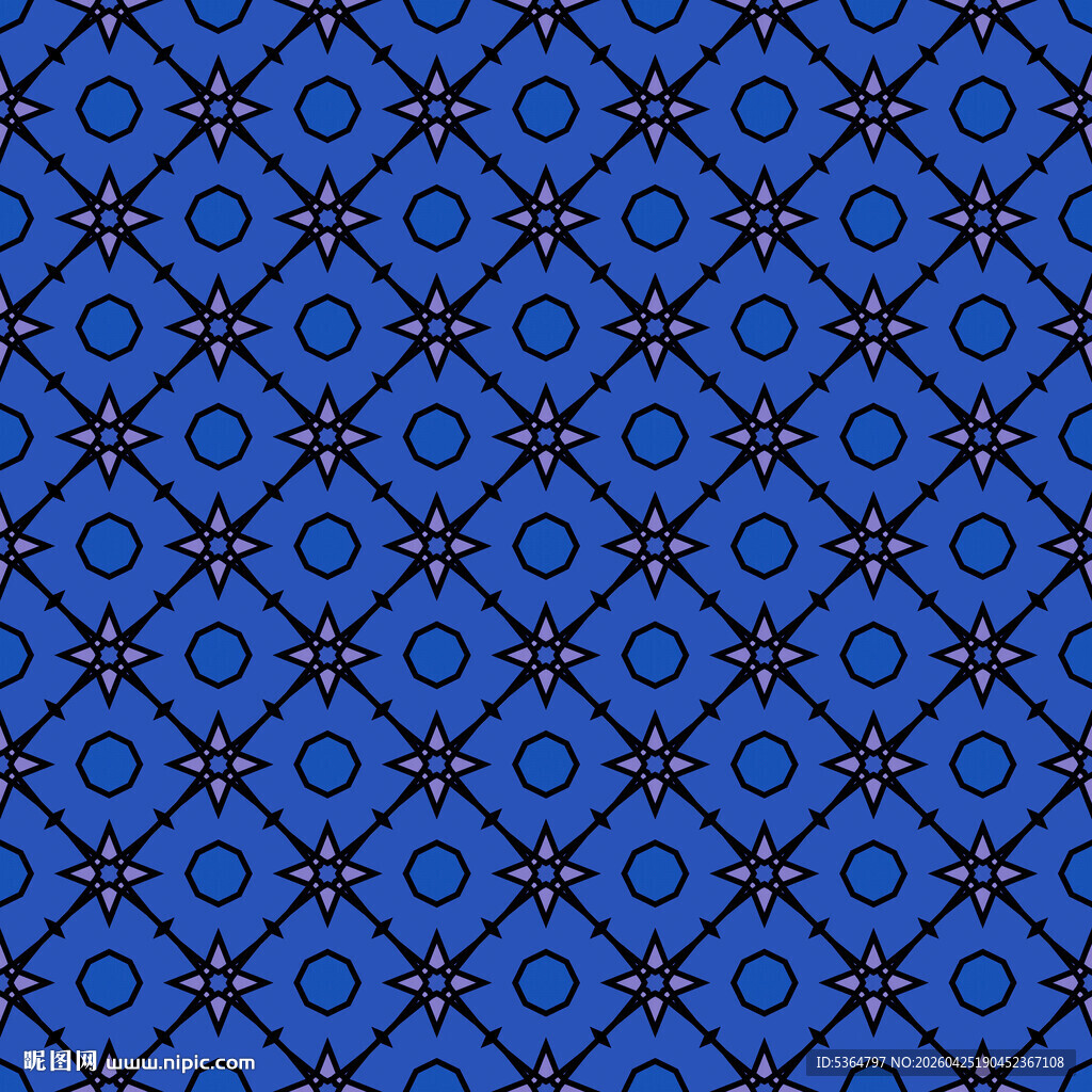 蓝色几何线条无缝图案