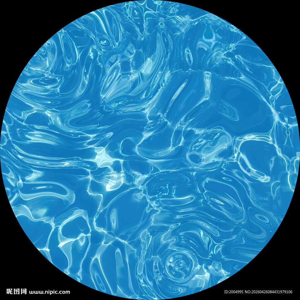 蓝色水波纹理圆形图案