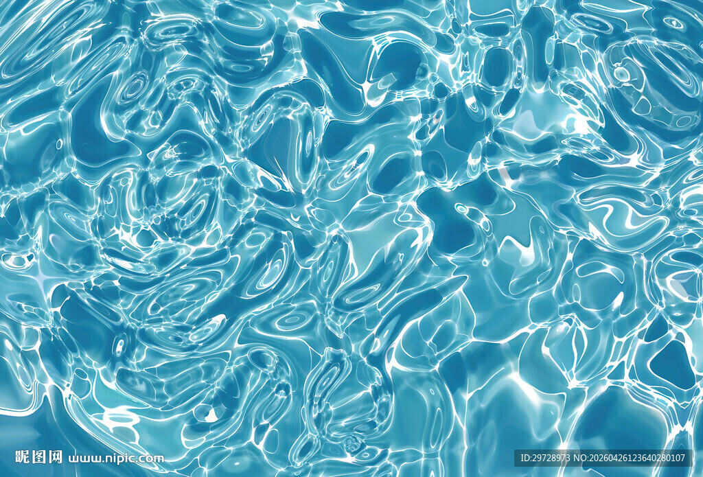 清澈水波纹理的蓝色水面