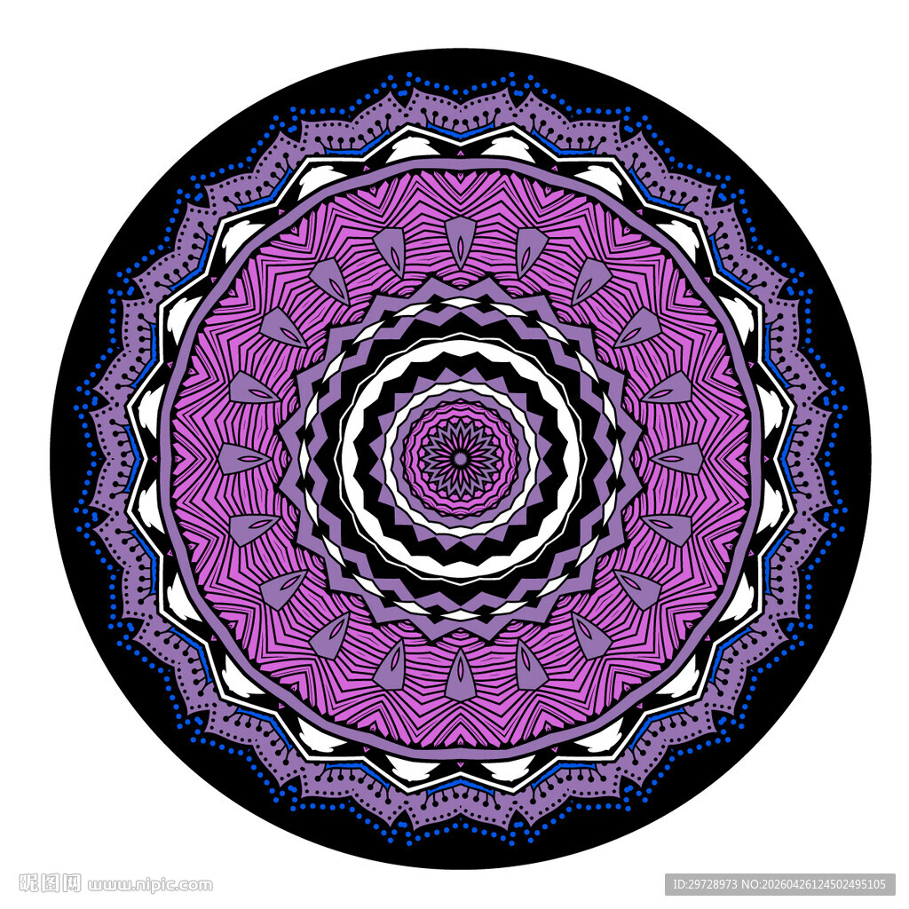 圆形紫色几何地毯图案