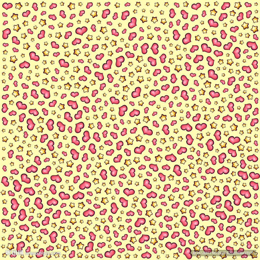 粉色黄色星形心形小碎花