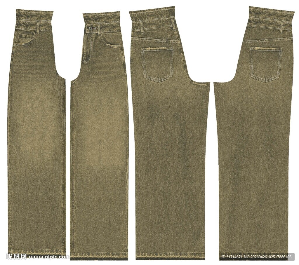 卡其色长裤款式展示