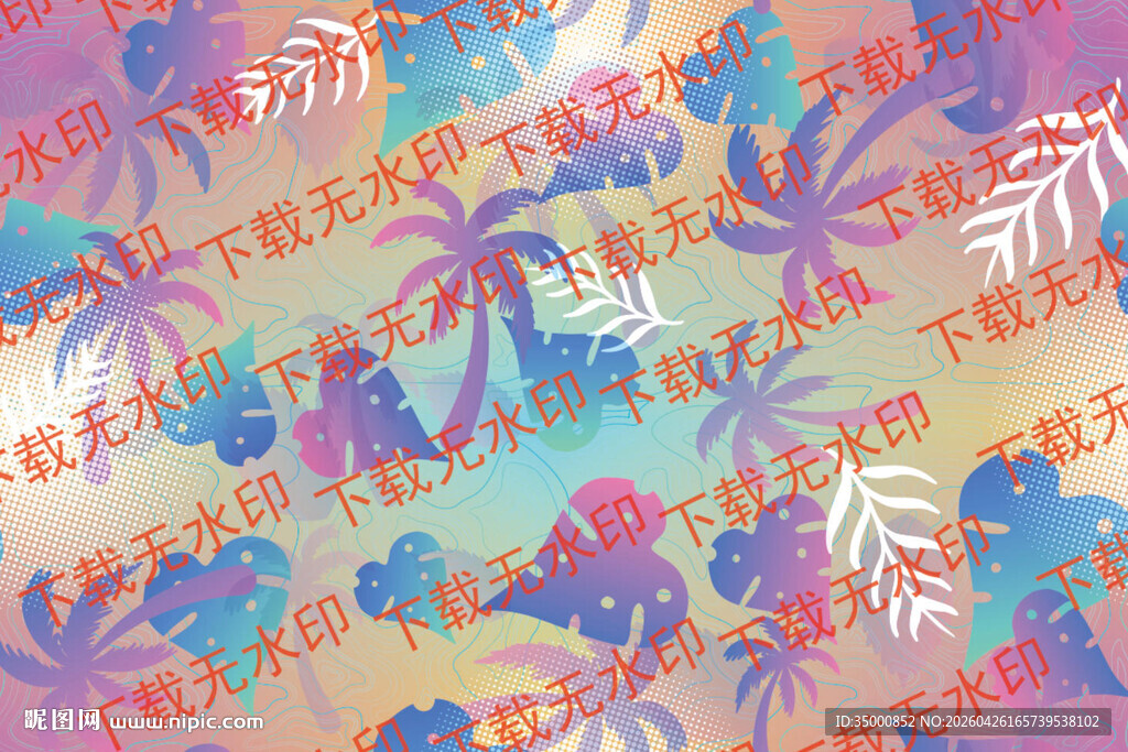 沙滩 椰树 棕榈叶 衬衫 