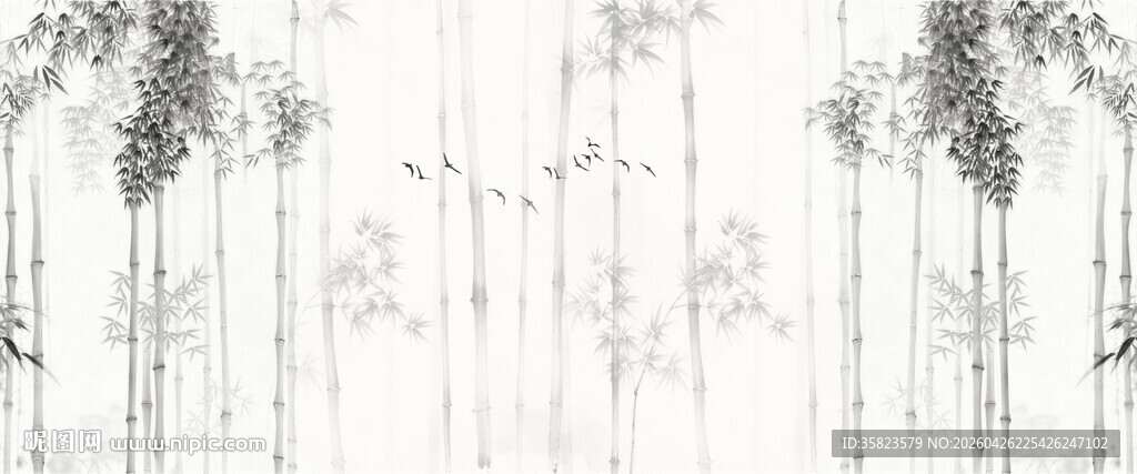 新中式灯箱水墨竹子