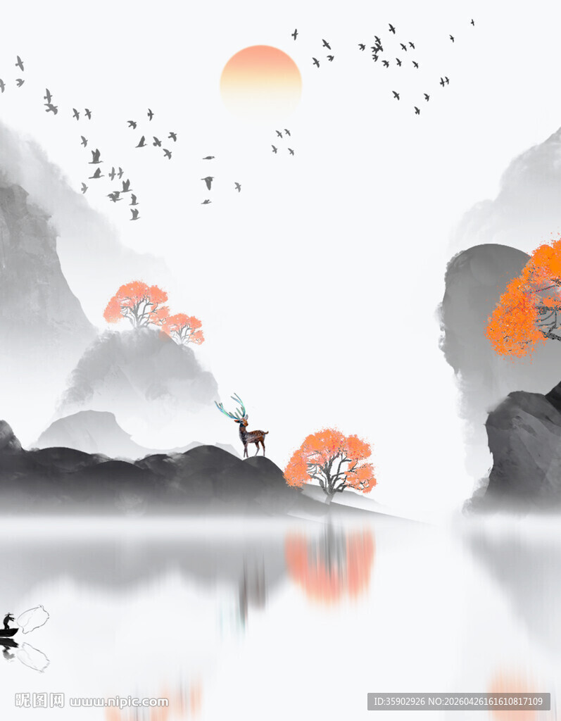 水墨山水间的诗意景致